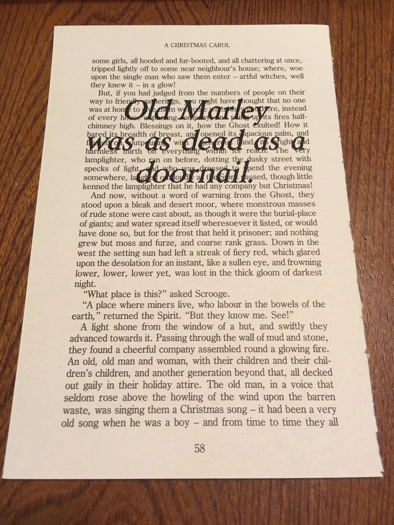 A Christmas Carol Book Quote Old Marley Was As Dead As A Etsy