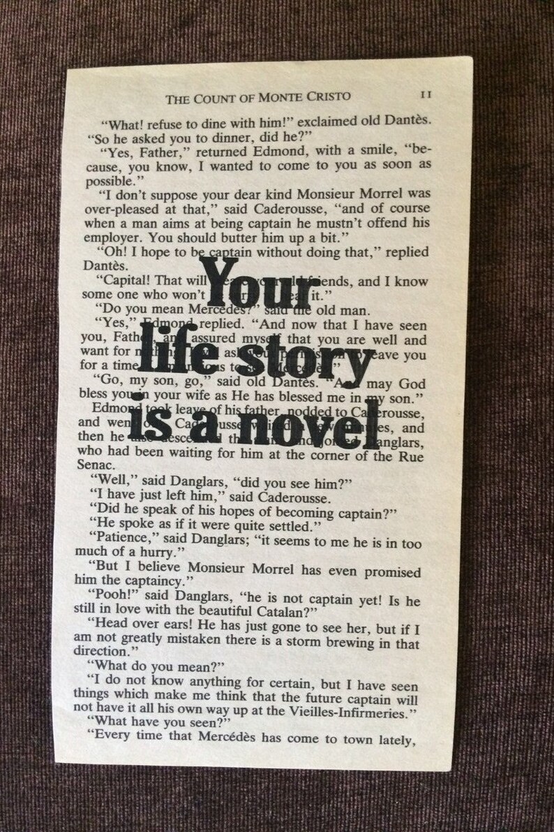 Count of Monte Cristo Book Quote Your Life Story is a Novel Etsy