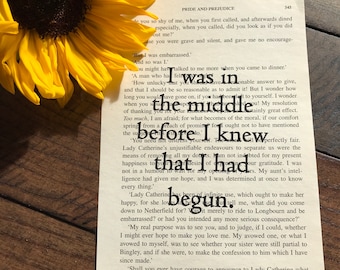 Pride and Prejudice Quote Print - Jane Austen Book Page Art