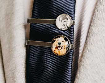 Custom Photo Tie Clip, Personalized Wedding Gift for Groom