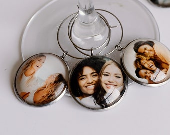 Use Your Photo Wine Glass Charms, Custom Wine Charm, Memorial Keepsake Photo Gift, Personalized Gift