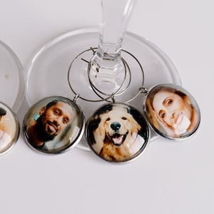 Personalized Gift Wine Charm Set, Custom Wine Charms, Photo Gifts For Him or Her, Wine Lover Gift Personalized Wine Charms