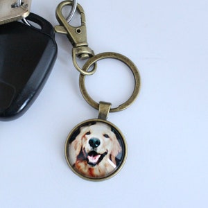 Llavero con foto, regalo personalizado con foto, llavero personalizado con foto de perro para niños. Adorno para bolso