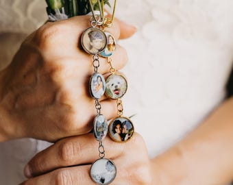 Bridal Bouquet Memory Charm, Bridal Bouquet Multi Photo Charm, Bridal Shower Gift, Personalized Brooch Bouquet Charm