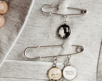Photo Lapel Pin, Wedding Boutonniere Pin, Custom Picture Lapel Pin, Personalized Photo Gift Pin, Gift For Groom