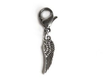 Custom Silver Angel Wing Charm Memorial Keepsake, Spiritual Gift, Charm Bracelet Accessory