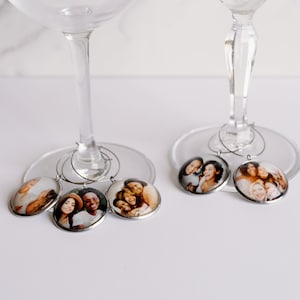 Personalized Gift Wine Charm Set, Custom Wine Charms, Photo Gifts For Him or Her, Wine Lover Gift Personalized Wine Charms