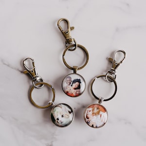 Double Sided Photo Keychain, Personalized Gift Custom Keychain, Memorial Keepsake