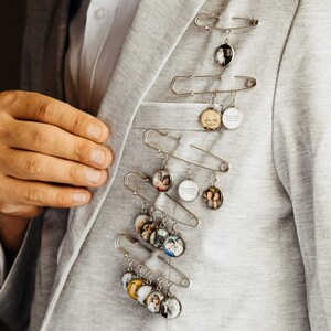 Gift For Groom From Bride on Wedding Day, Custom Photo Boutonniere Lapel Pin, Father of the Groom or Bride Gift