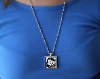 Photo Gifts Picture Necklace, Personalized Gift For Her Memorial Necklace, Square Picture Pendant Necklace