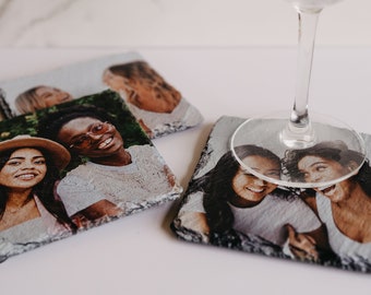 Photo Memory Gift Coasters, Custom Picture Slate Coasters, Hostess Gift, Moving Gift