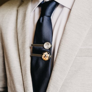 Custom Photo Tie Clip, Personalized Memorial Gift, Custom Picture Tie Tack, Gift For Groom From Bride, Personalized Wedding Gift For Him