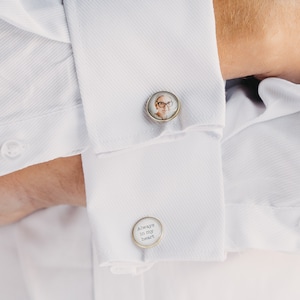 Gold Custom Cufflinks, Personalized Picture Cufflinks, Gift For Groom Gold Photo Memorial Cufflinks