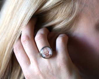 Custom Photo Ring, Stainless Steel Personalized Jewelry