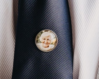 Custom Photo Lapel Pin, Groom Memorial Gift, Wedding Tie Tack