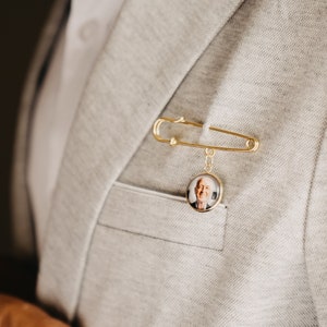 Gift For Groom From Bride on Wedding Day, Custom Photo Boutonniere Lapel Pin, Father of the Groom or Bride Gift image 5