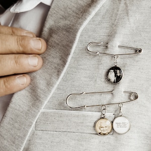 Wedding Boutonniere Groom Gift Picture Pin, Custom Photo Brooch Lapel Pin, Personalized Groom Gift