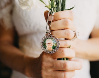 Double Sided Bridal Bouquet Charm Bridal Bouquet Memory Charm Bridal Bouquet Photo Charm Bridal Shower Gift Bridal Bouquet Charm Dad