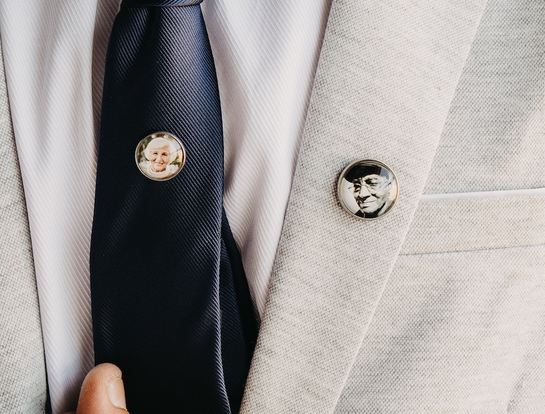 Groom Gift, Wedding Memorial, Lapel Pin Man, Boutonniere Charm Lapel Pin Memorial, Groom Gift From Bride image 10