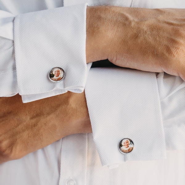 Custom Cufflinks Gift For Groom Personalized Picture Cuff links Groom Gift From Bride Memorial Cufflinks Customized Photo Cufflinks For Him