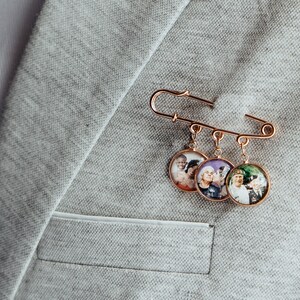 Groom Brooch Rose Gold Custom Photo Boutonniere Lapel Pin,  Personalized Gift For Groom From Bride on Wedding Day