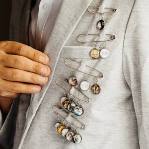 Personalized Photo Brooch, Memorial Pin for Groom, Gift From Bride To Groom On Wedding Day