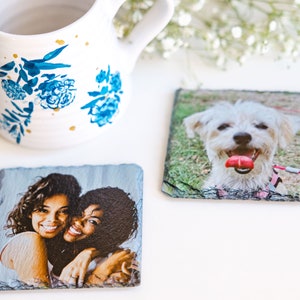 Gepersonaliseerde cadeau-fotoonderzetters, aangepaste foto leisteen onderzetters, fotocadeaus gepersonaliseerde onderzetters, gepersonaliseerde onderzetterset, fotoonderzetters
