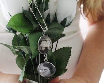 Double Photo Bridal Bouquet Charm, Custom Picture Bouquet Charm, Wedding Charms For Bouquet