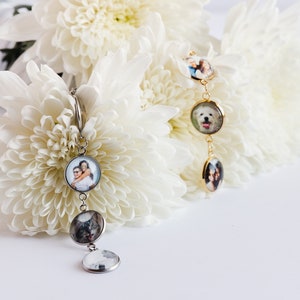 Bridal Bouquet Multi Photo Charm, Bridal Shower Gift, Bridal Bouquet Memory Charm, Personalized Brooch Bouquet Charm