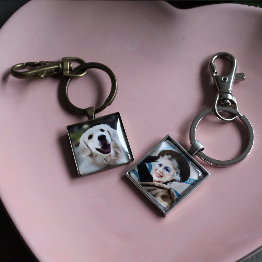 Square Photo Keychains Square Photo Keychain, Photo Gift Personalized Keychain, Custom Pet ...
