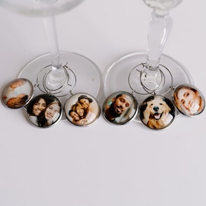 Photo Memory Gift Personalized Wines, Wine Lover hostess Gift Picture Wine Glass Charms