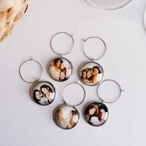 Personalized Gift Wine Glass Charms, Custom Bareware Set Wine Glass Charms, Photo Gifts Wine Charm Set, Wine Lover Gift