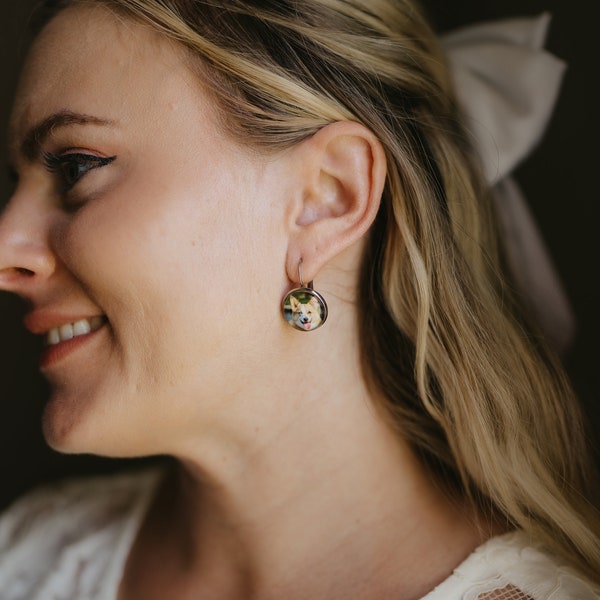 Picture Earrings, Personalized Dangle Earrings, Photo Gifts Jewelry, Custom Photo Earrings