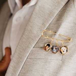 Gift For Groom From Bride on Wedding Day, Custom Photo Boutonniere Lapel Pin, Father of the Groom or Bride Gift image 4