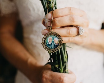 Bridal Shower Gift, Bouquet Photo Charm, Memorial Keepsake Bridal Bouquet Charm, Wedding Day Accessory For Bride