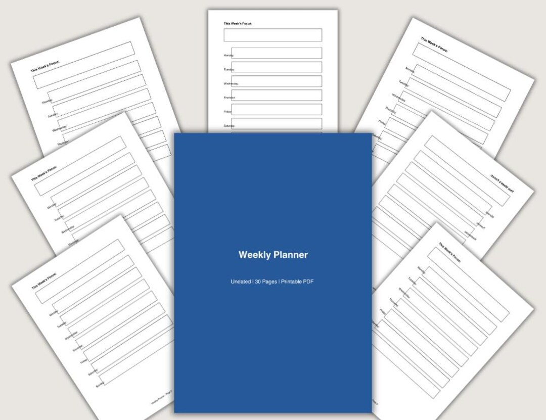 Weekly Planner | Undated Printable PDF for Productivity - Etsy