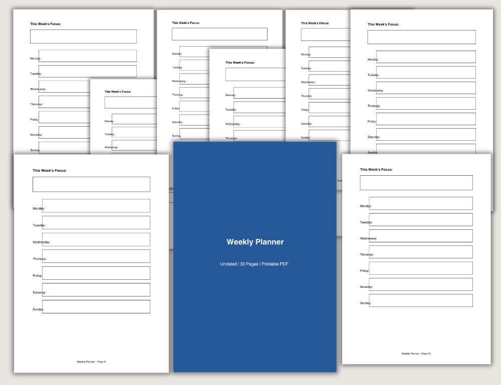 Weekly Planner | Undated Printable PDF for Productivity - Etsy