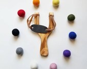 Slingshot Wood Slingshot Pretend Play Felt Ball Ammo Slingshot With Felt Balls Wooden Toy Slingshot Kit Outdoor Toy Kids Toy