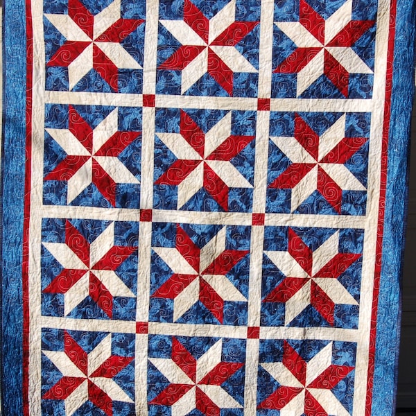 Yankee Doodle Stars Quilt Pattern - PDF