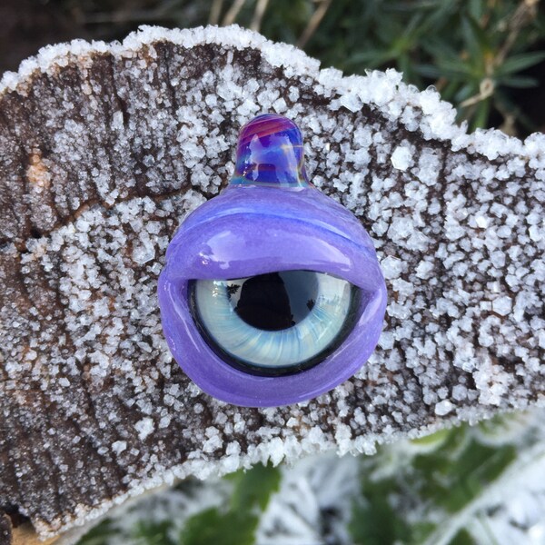 Purple Envy Glass Eye Pendant ~ Heady ~ Necklace ~ Handmade by Linny Lou Lampworks
