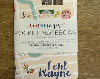 Cuaderno de bolsillo con el mapa de Fort Wayne, Indiana