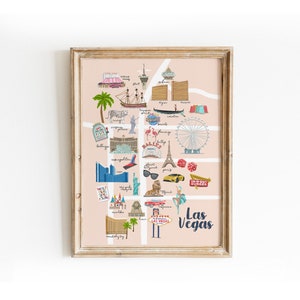 Las Vegas Nevada Illustrated Map Art Print