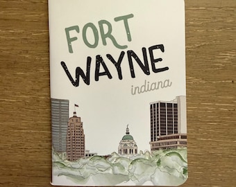 Cuaderno de bolsillo con el horizonte de Fort Wayne, Indiana