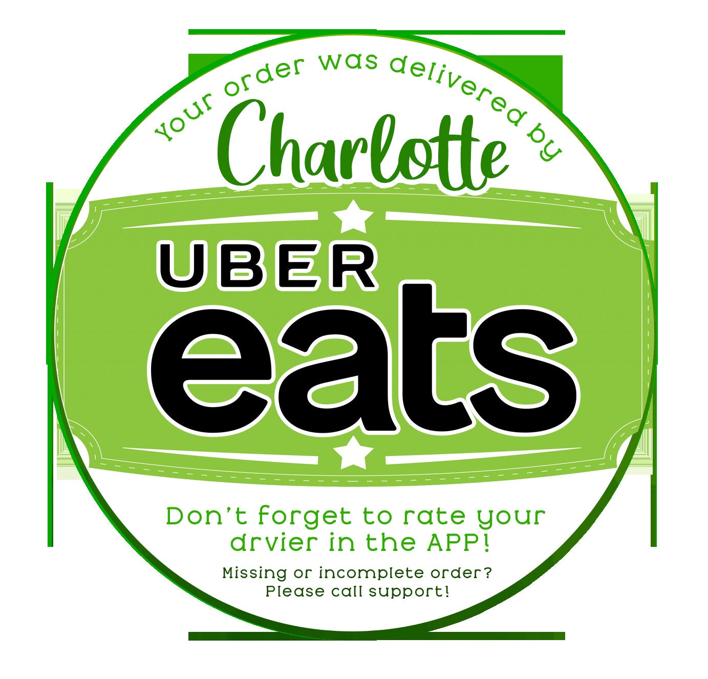 Uber Eats Stickers Sheet of 20 Order Sticker Thank You Etsy