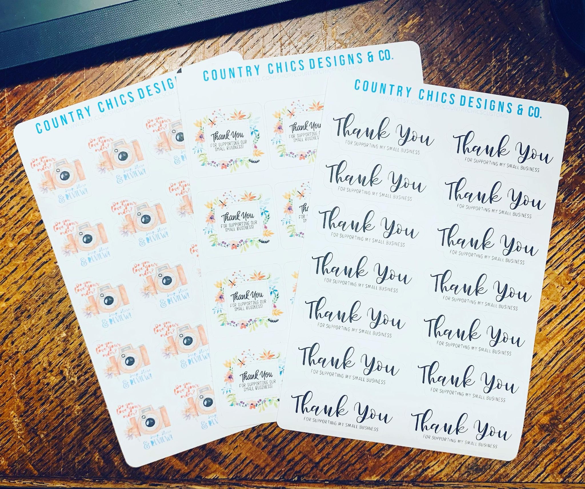 thank you stickers bundles sticker pack pack 3 sheets etsy