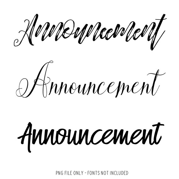 Announcement Fonts Digital Download PNG Etsy