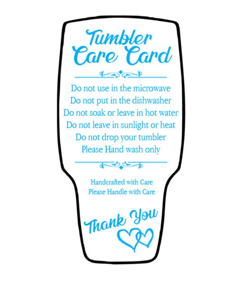 Tumbler Care Card Svg