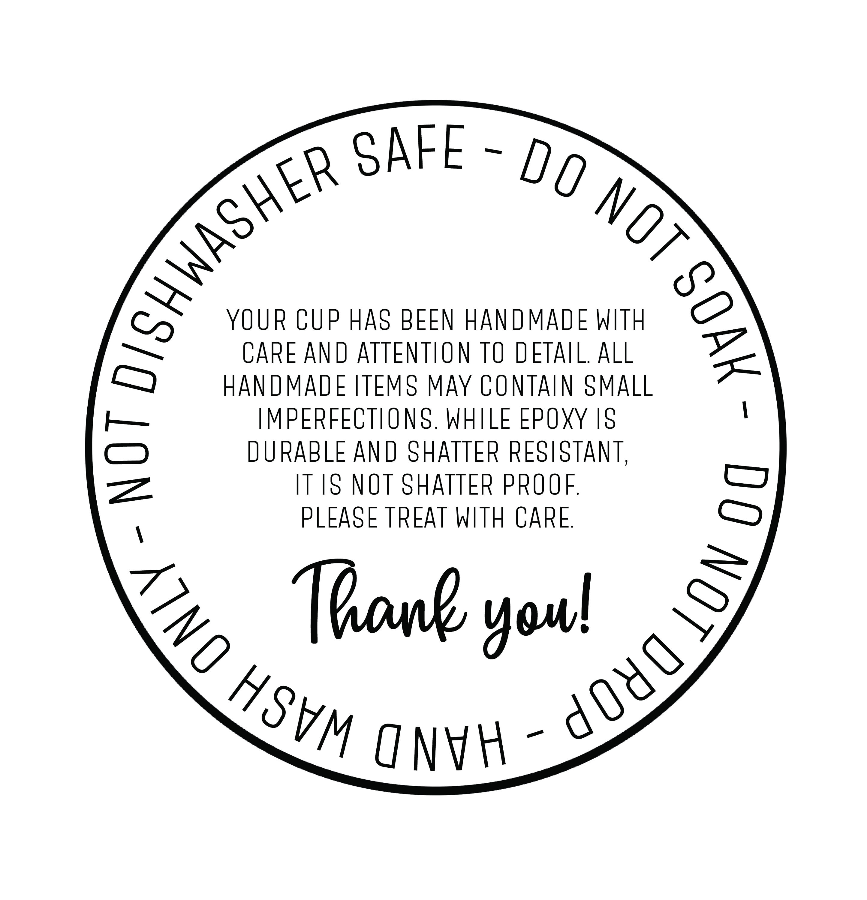 Tumbler Care Instruction Sticker Digital Download JPEG Etsy