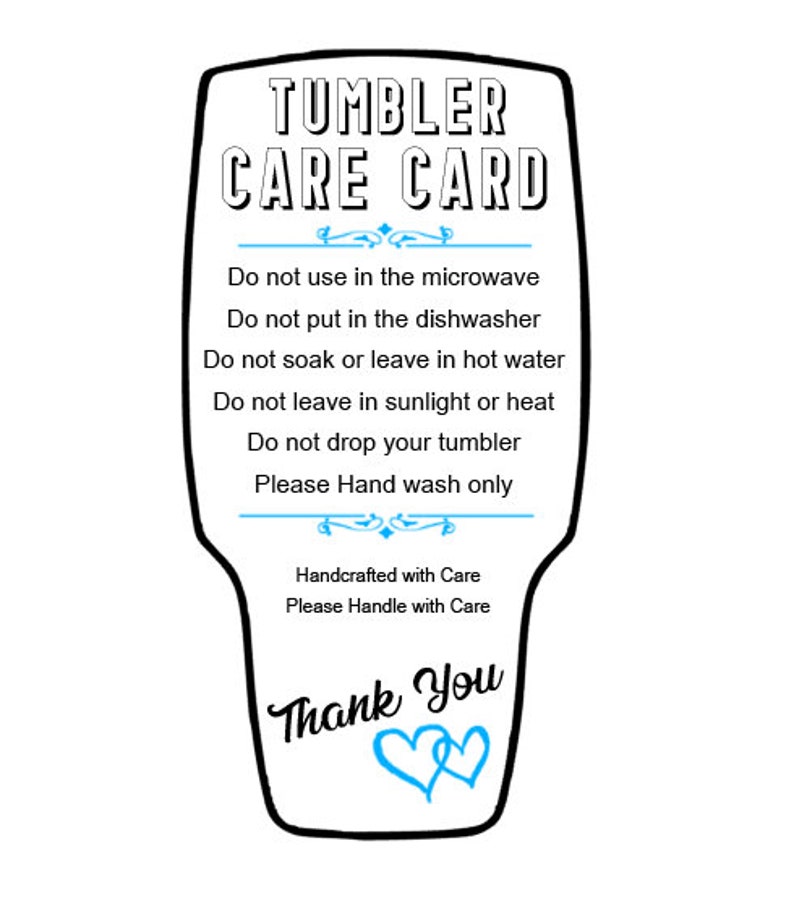 free printable care tubbler care card free printable care tubbler care card
