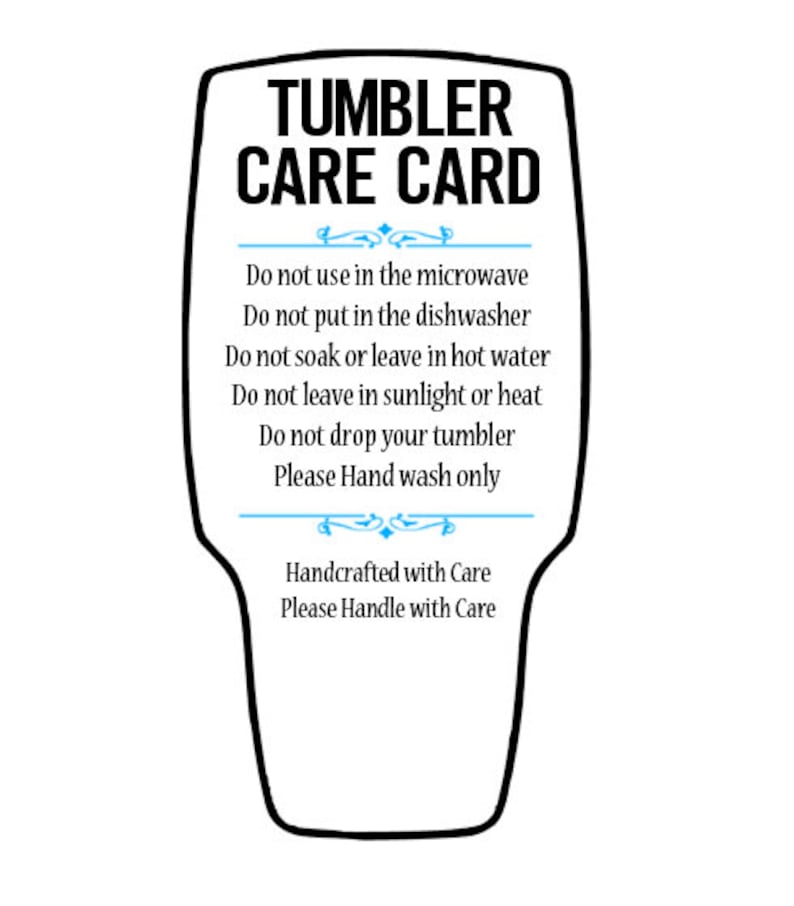 Download Tumbler Care Card SVG PNG PDF Printable Cutout | Etsy